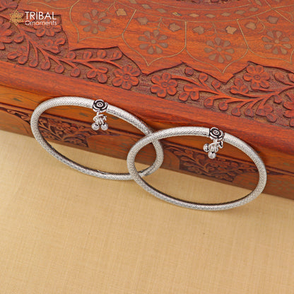 5 mm 925 sterling silver vintage ethnic design customized foot ankle kada bracelet with hanging drops  belly dance jewelry nsfk152 - TRIBAL ORNAMENTS