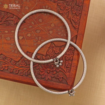5 mm 925 sterling silver vintage ethnic design customized foot ankle kada bracelet with hanging drops  belly dance jewelry nsfk152 - TRIBAL ORNAMENTS