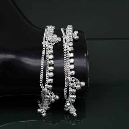 Sterling silver vintage-style baby anklet with charms from Tribal Ornaments, designed for kids' birthday gifts and special occasions.