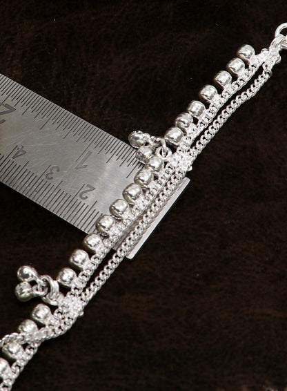 Sterling silver baby anklet with vintage fancy style charms, customized design, ideal kids gift, tribal ornaments brand.