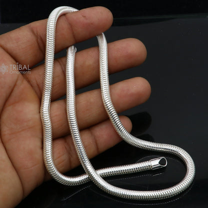 5mm 20-inch sterling silver snake chain necklace by TRIBAL ORNAMENTS, smooth, flexible, handmade jewelry accessory