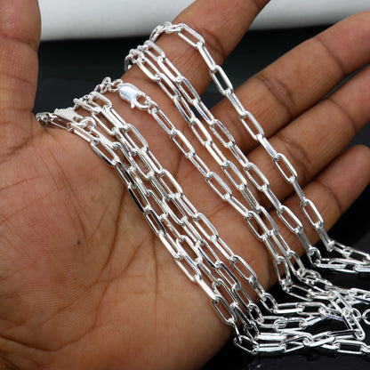 Delicate 5mm 925 sterling silver Rolo chain necklace by Tribal Ornaments, unisex jewelry with high-quality handmade links.