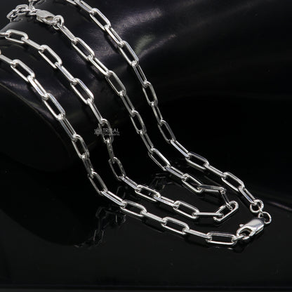 Delicate 5mm 925 sterling silver Rolo chain necklace by Tribal Ornaments, unisex jewelry with high-quality handmade links.