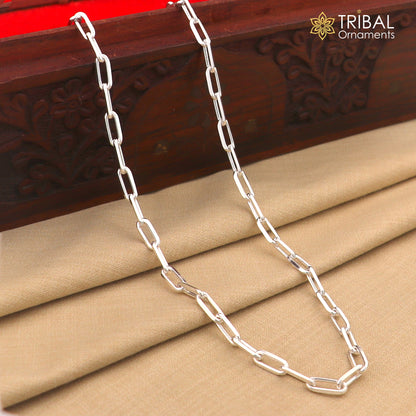 Delicate 5mm 925 sterling silver Rolo link necklace from Tribal Ornaments, unisex high-quality handmade jewelry for gifting.
