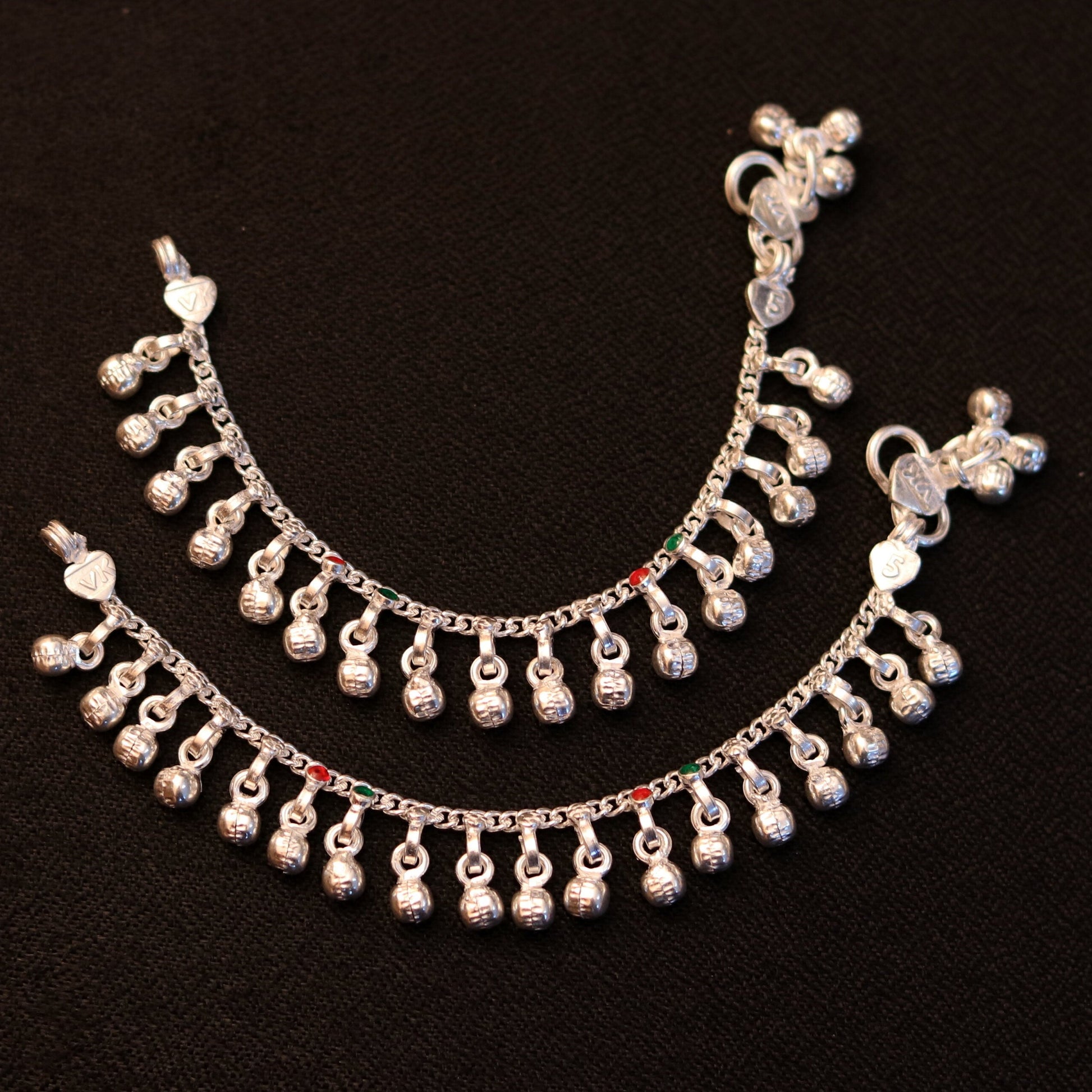 6.0" long Sterling silver handmade amazing silver ankle bracelet baby anklet noisy sound charm customized anklet personalized gifting ank150 - TRIBAL ORNAMENTS