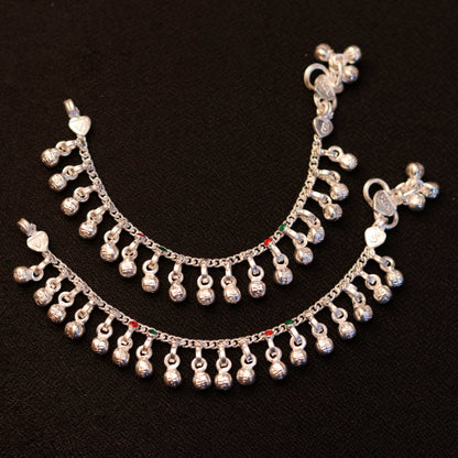 6.0" long Sterling silver handmade amazing silver ankle bracelet baby anklet noisy sound charm customized anklet personalized gifting ank150 - TRIBAL ORNAMENTS