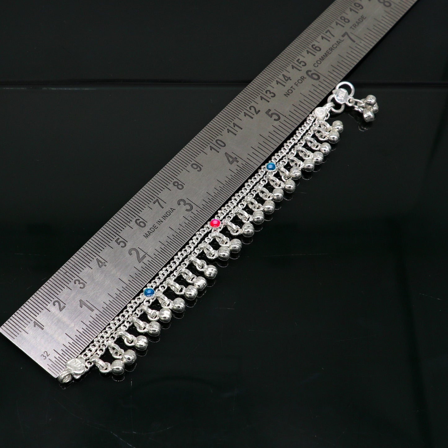 6" inches Sterling silver handmade double chain jingling ankle bracelet baby anklet high noisy sound bells charm foot anklets jewelry ank304 - TRIBAL ORNAMENTS