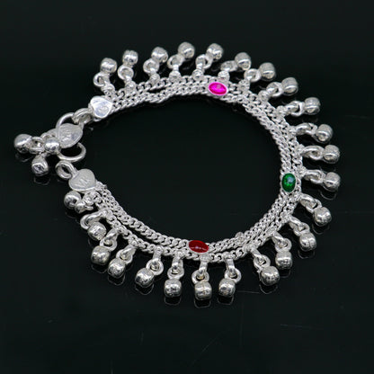 6" long handmade customized waved jingling bells double chain fabulous noisy anklets for baby or kids personalized gift foot bracelet ank293 - TRIBAL ORNAMENTS