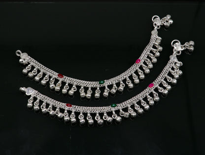 6" long handmade customized waved jingling bells double chain fabulous noisy anklets for baby or kids personalized gift foot bracelet ank293 - TRIBAL ORNAMENTS
