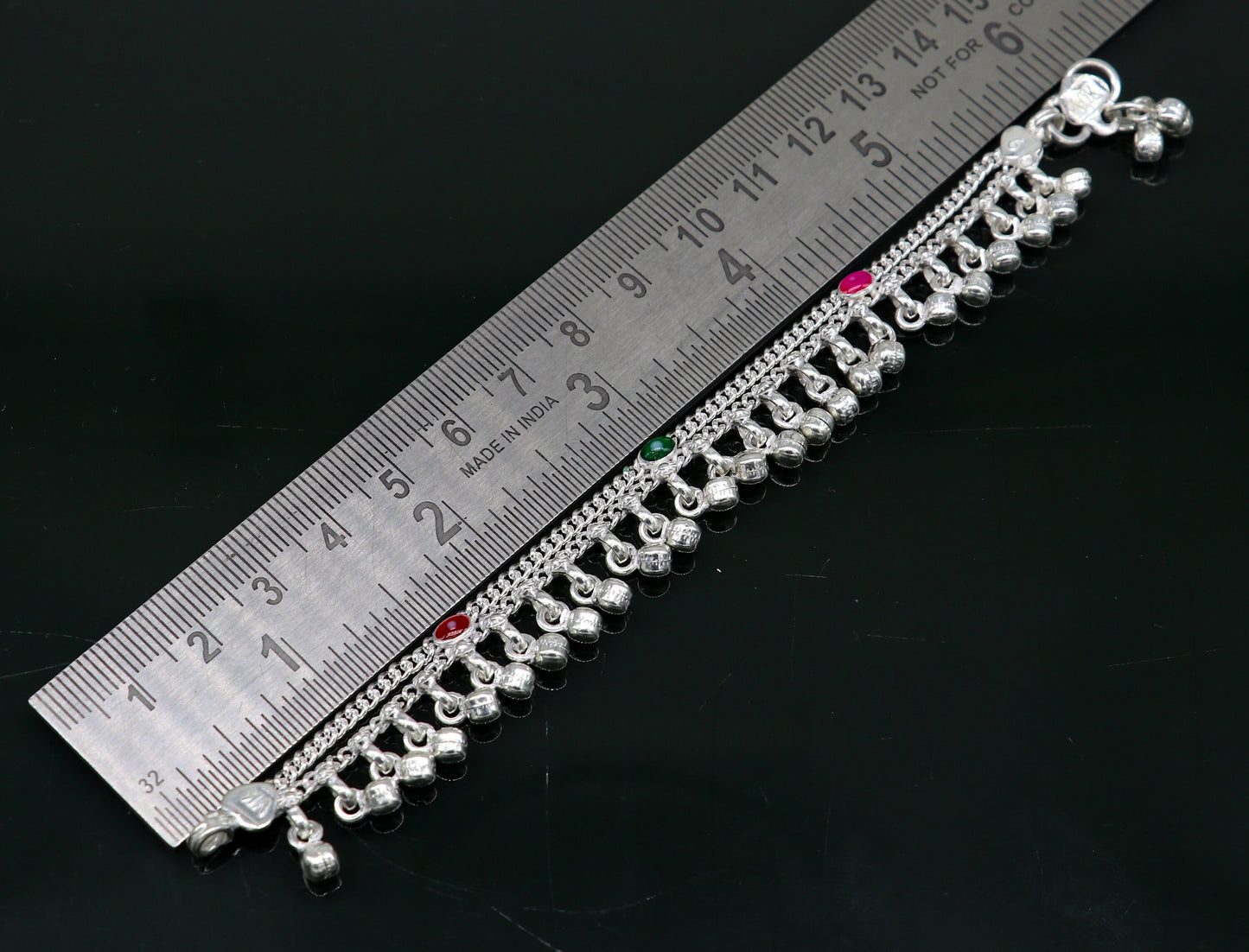 6" long handmade customized waved jingling bells double chain fabulous noisy anklets for baby or kids personalized gift foot bracelet ank293 - TRIBAL ORNAMENTS