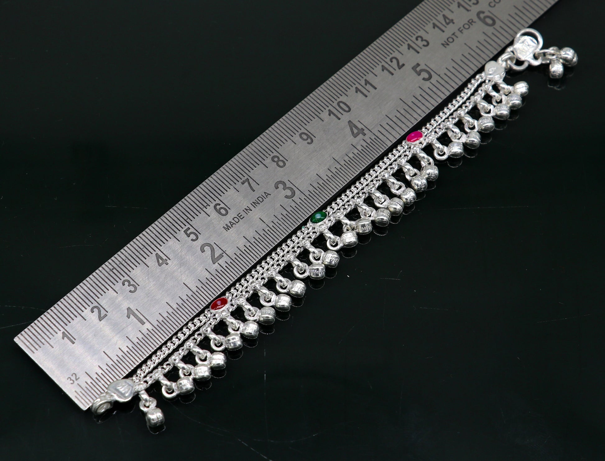 6" long handmade customized waved jingling bells double chain fabulous noisy anklets for baby or kids personalized gift foot bracelet ank293 - TRIBAL ORNAMENTS