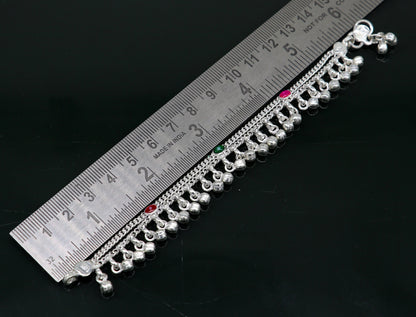 6" long handmade customized waved jingling bells double chain fabulous noisy anklets for baby or kids personalized gift foot bracelet ank293 - TRIBAL ORNAMENTS