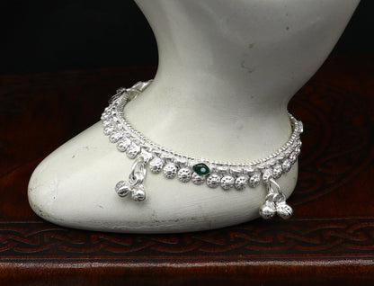 Sterling silver handmade customized baby anklet with jingling charm, ideal for kids jewelry and gifting, from Tribal Ornaments.