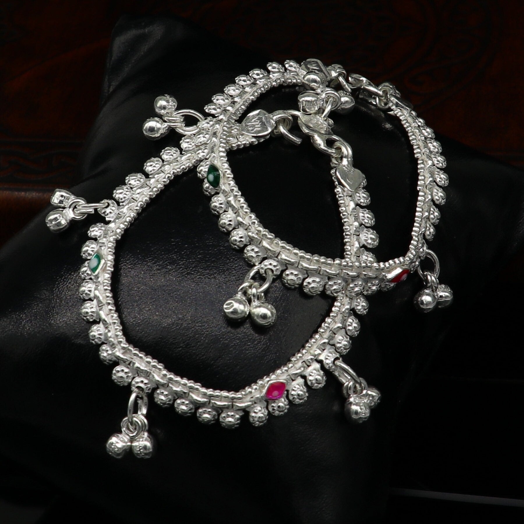 6" long Sterling silver handmade customized baby anklets, Best gifting baby anklets kids jewelry, new fancy jingling ankle bracelet ank265 - TRIBAL ORNAMENTS