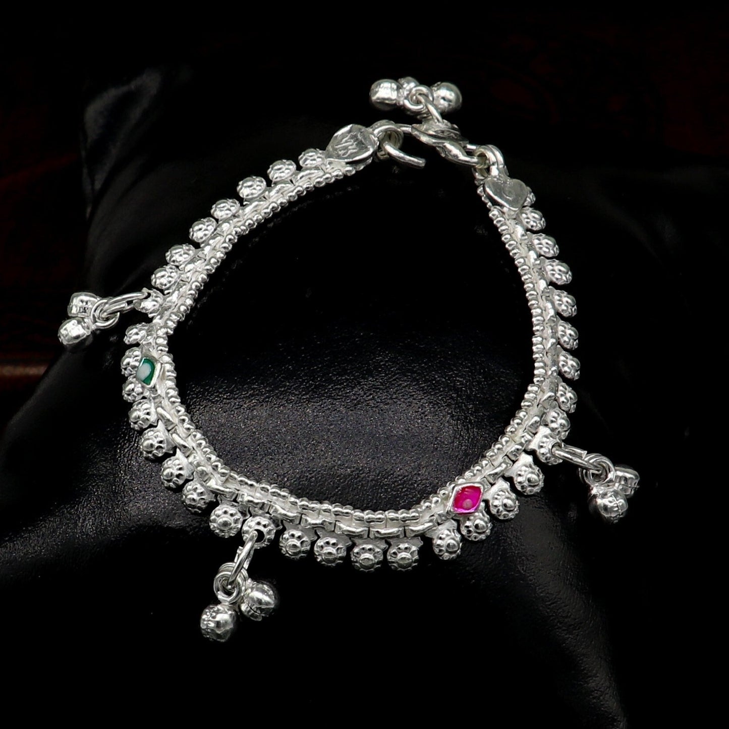 6" long Sterling silver handmade customized baby anklets, Best gifting baby anklets kids jewelry, new fancy jingling ankle bracelet ank265 - TRIBAL ORNAMENTS