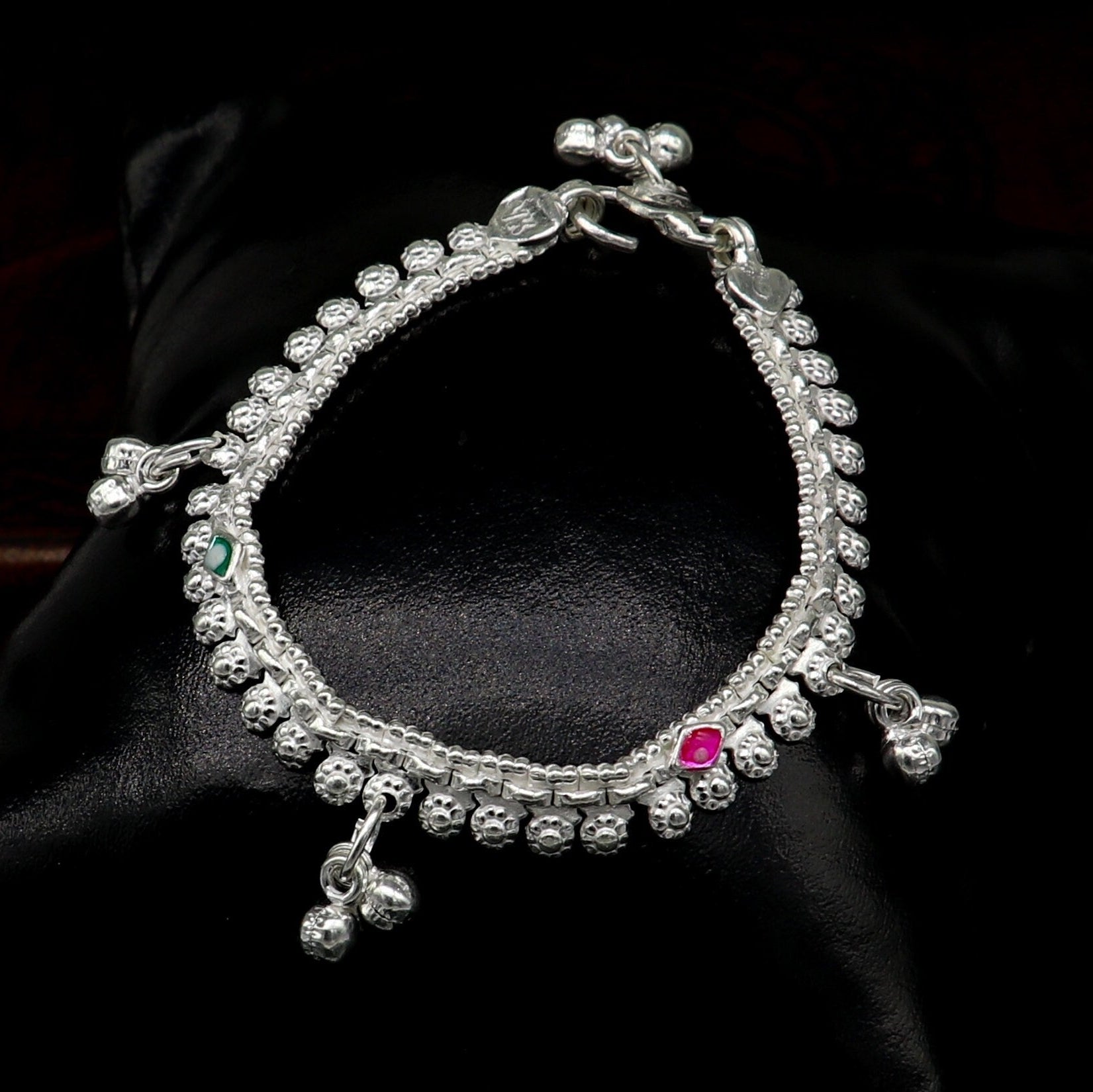 6" long Sterling silver handmade customized baby anklets, Best gifting baby anklets kids jewelry, new fancy jingling ankle bracelet ank265 - TRIBAL ORNAMENTS