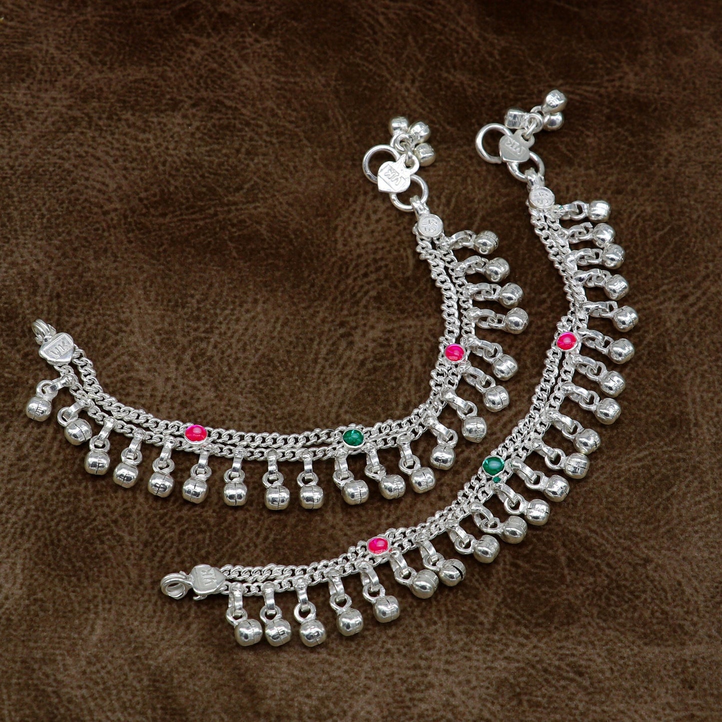 6" Pure sterling silver handmade jingling anklets new born baby ankle bracelet, best gifting noisy anklets kids jewelry from India ank309 - TRIBAL ORNAMENTS