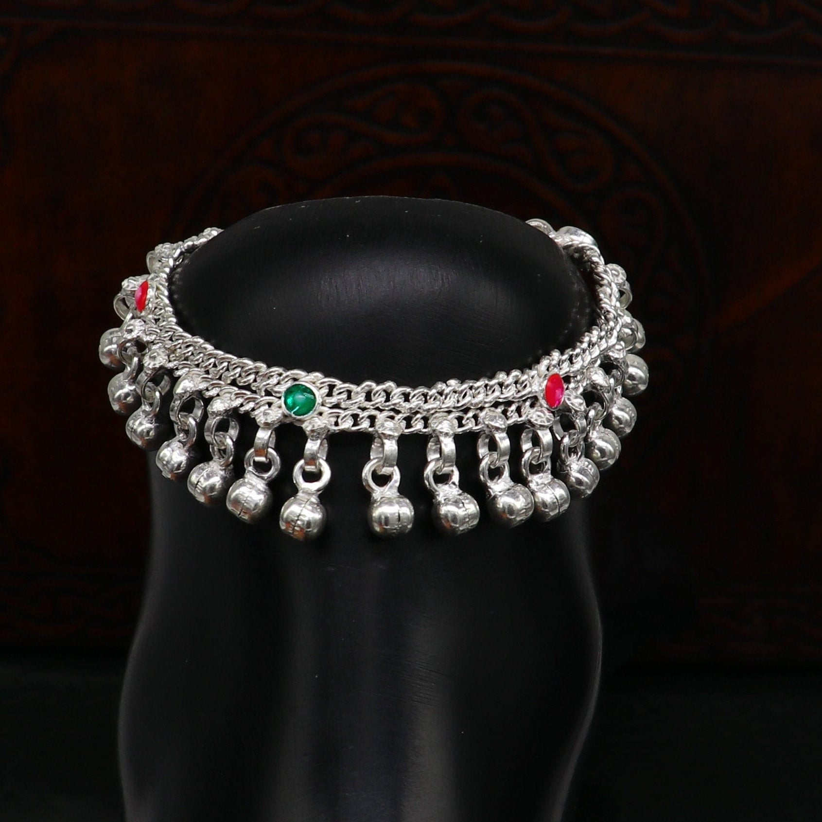 6" Pure sterling silver handmade jingling anklets new born baby ankle bracelet, best gifting noisy anklets kids jewelry from India ank309 - TRIBAL ORNAMENTS