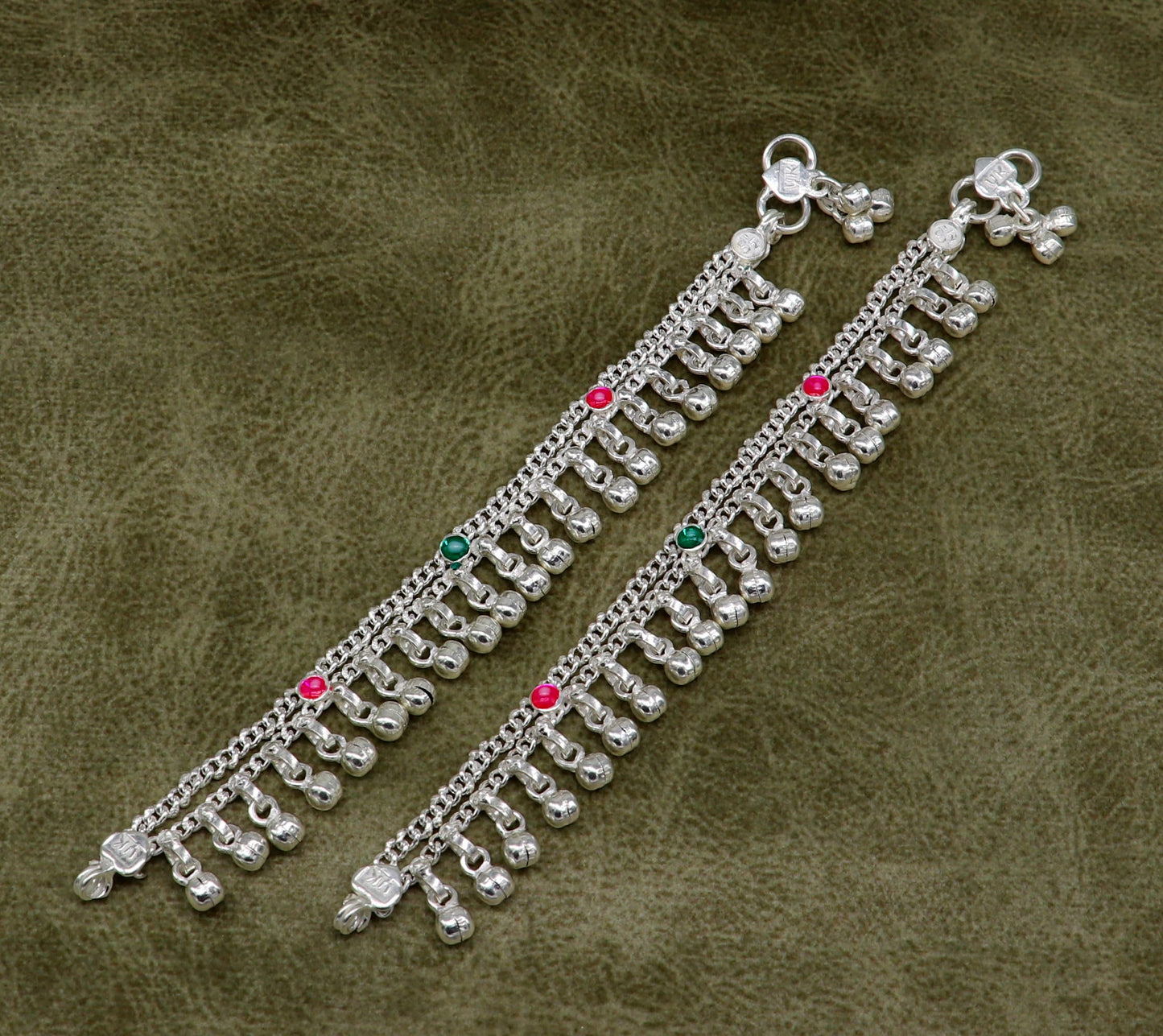 6" Pure sterling silver handmade jingling anklets new born baby ankle bracelet, best gifting noisy anklets kids jewelry from India ank309 - TRIBAL ORNAMENTS