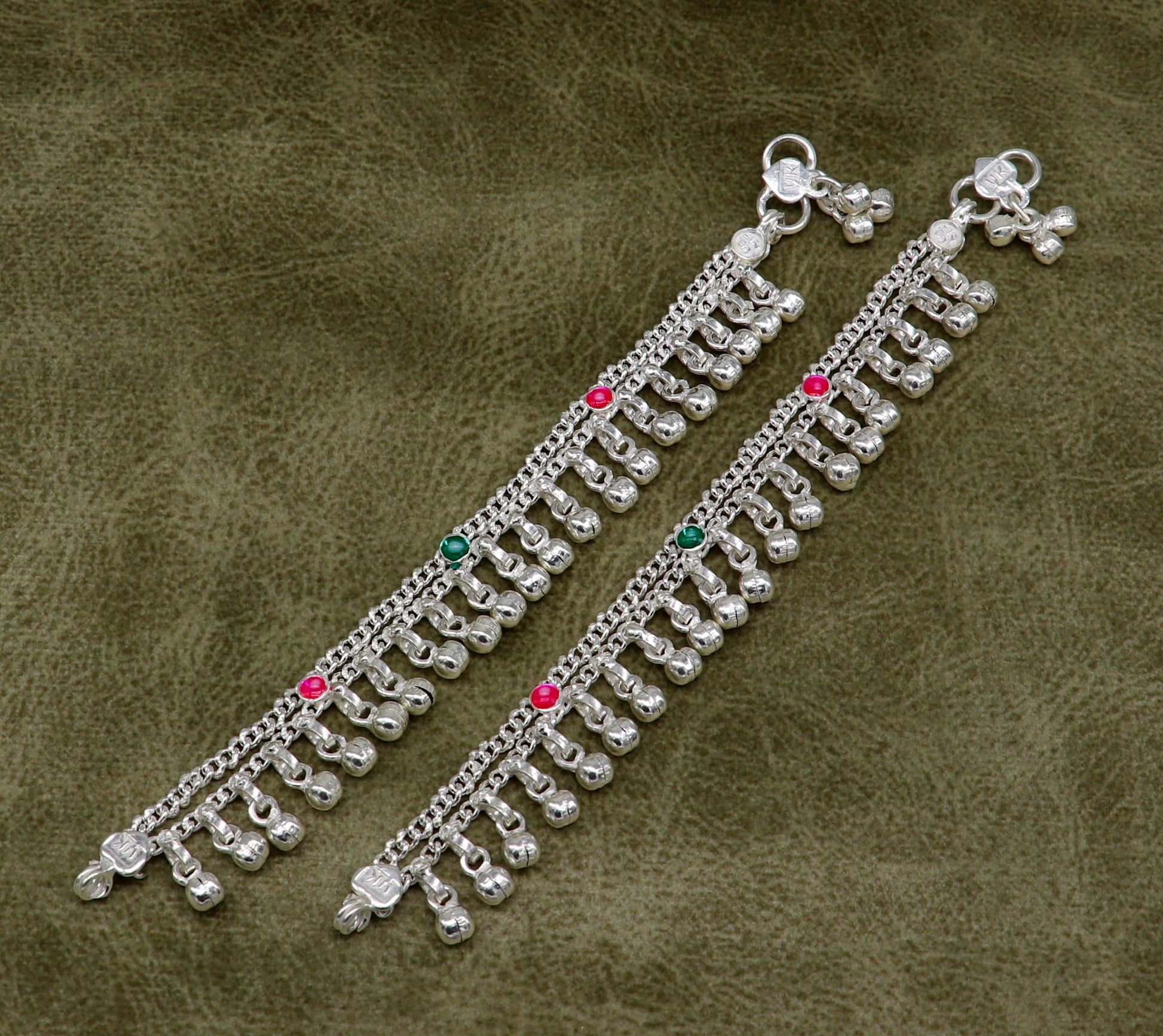 6" Pure sterling silver handmade jingling anklets new born baby ankle bracelet, best gifting noisy anklets kids jewelry from India ank309 - TRIBAL ORNAMENTS