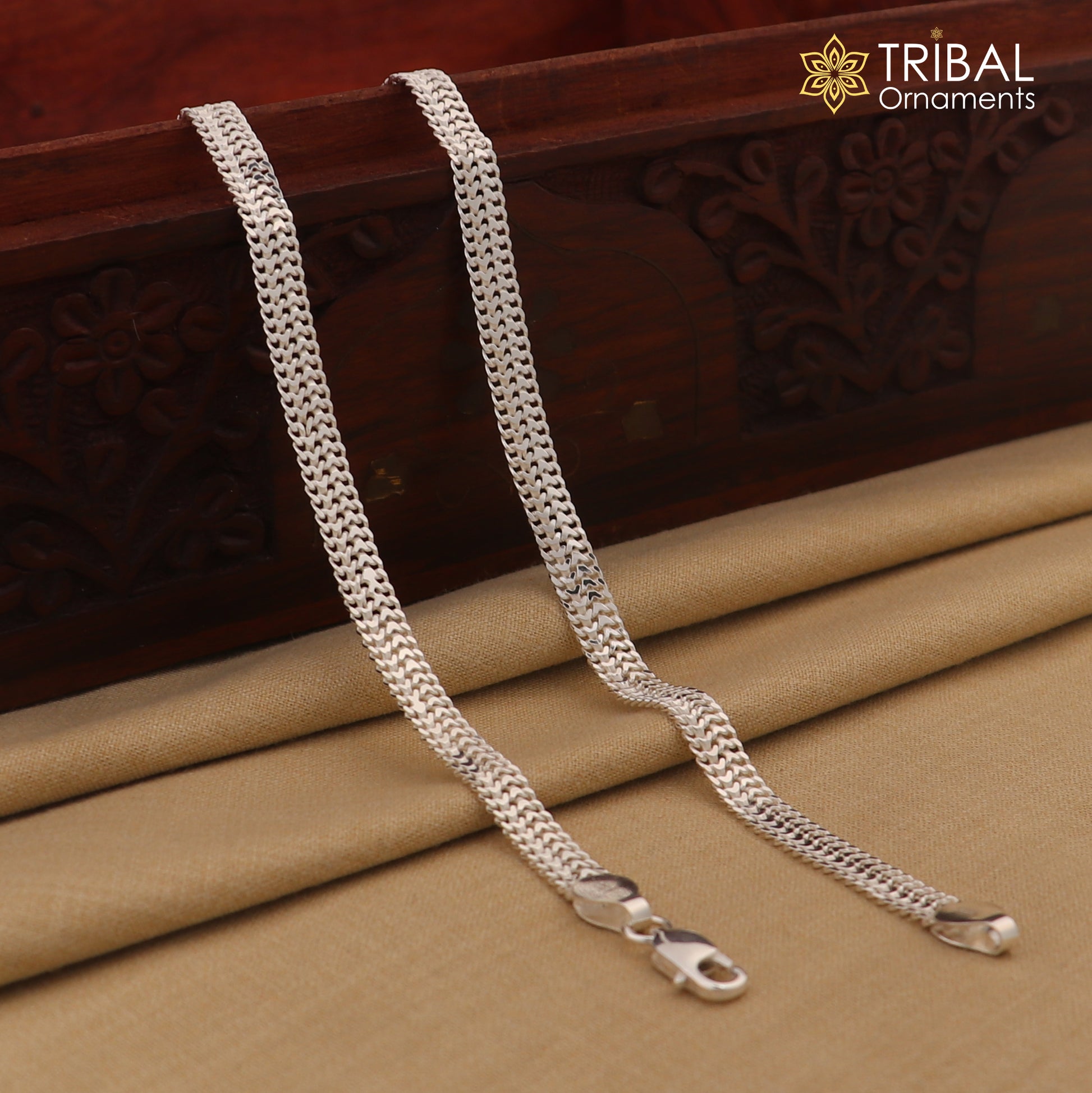 6mm 10.5" Long handmade 925 sterling silver amazing wheat chain design ankle bracelet, gift anklets customized belly dance jewelry ank609 - TRIBAL ORNAMENTS