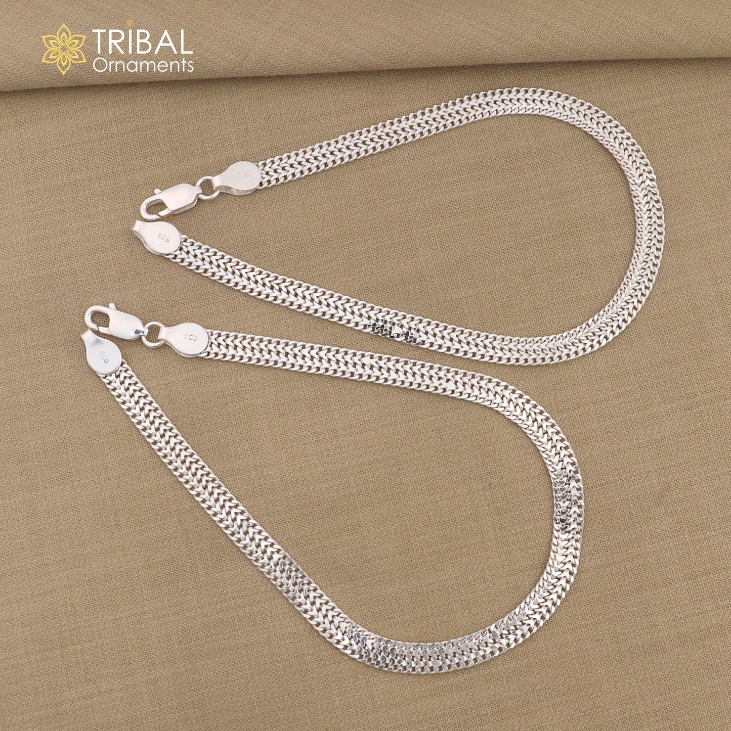 6mm 10.5" Long handmade 925 sterling silver amazing wheat chain design ankle bracelet, gift anklets customized belly dance jewelry ank609 - TRIBAL ORNAMENTS