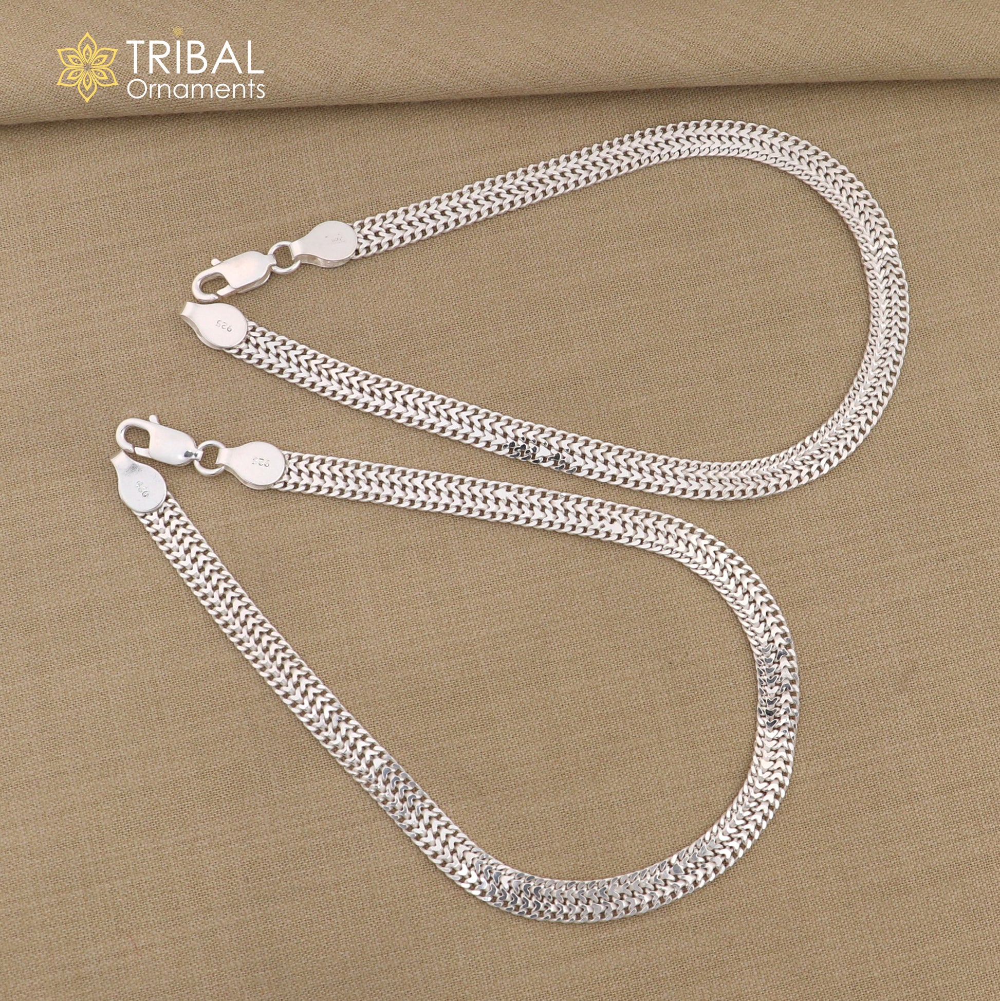 6mm 10.5" Long handmade 925 sterling silver amazing wheat chain design ankle bracelet, gift anklets customized belly dance jewelry ank609 - TRIBAL ORNAMENTS