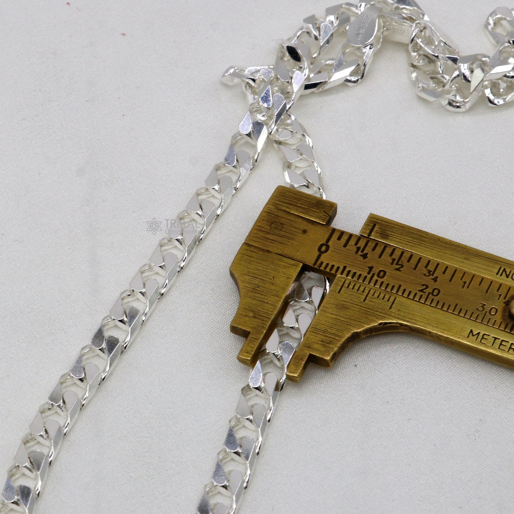 6mm 20 "solid 925 sterling handmade curb Cuban chain men's necklace, best gifting jewelry India ch588 - TRIBAL ORNAMENTS