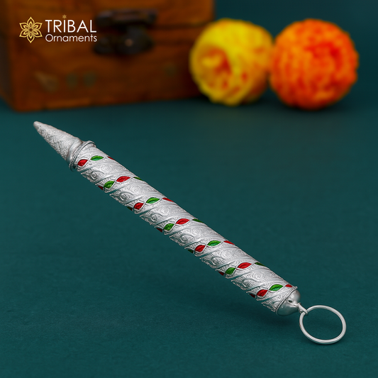 7.5" 925 sterling silver new trendy Holi special Laddu Gopala colorful Pichkari and Bucket best gift to Lord Krishna accessories su1013 - TRIBAL ORNAMENTS