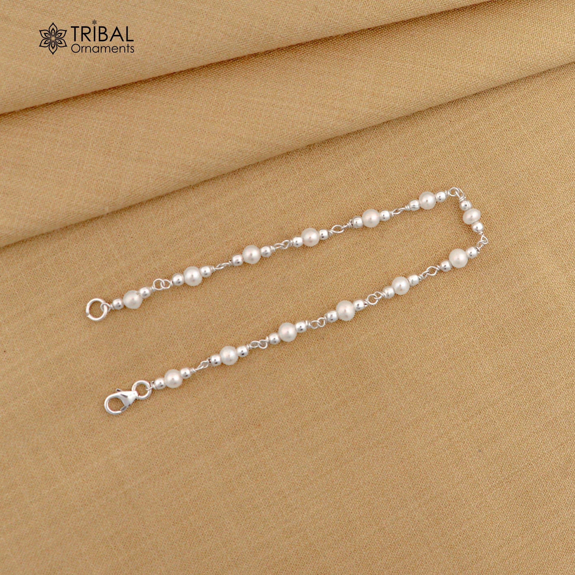 7.5" inches 925 sterling silver handmade customized beaded bracelet, awesome natural pearl unisex bracelet gifting jewelry for girls nsbr189 - TRIBAL ORNAMENTS