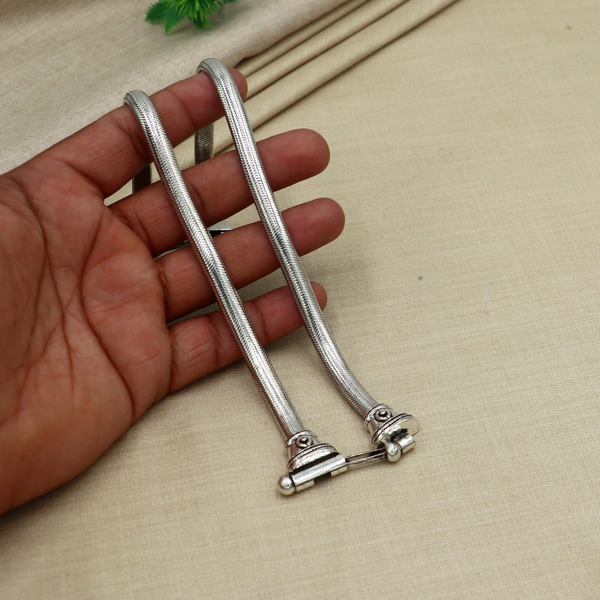 7.5mm Solid 925 sterling silver half round D shape snake anklets, foot bracelet, stylish ankle jewelry ank615 - TRIBAL ORNAMENTS