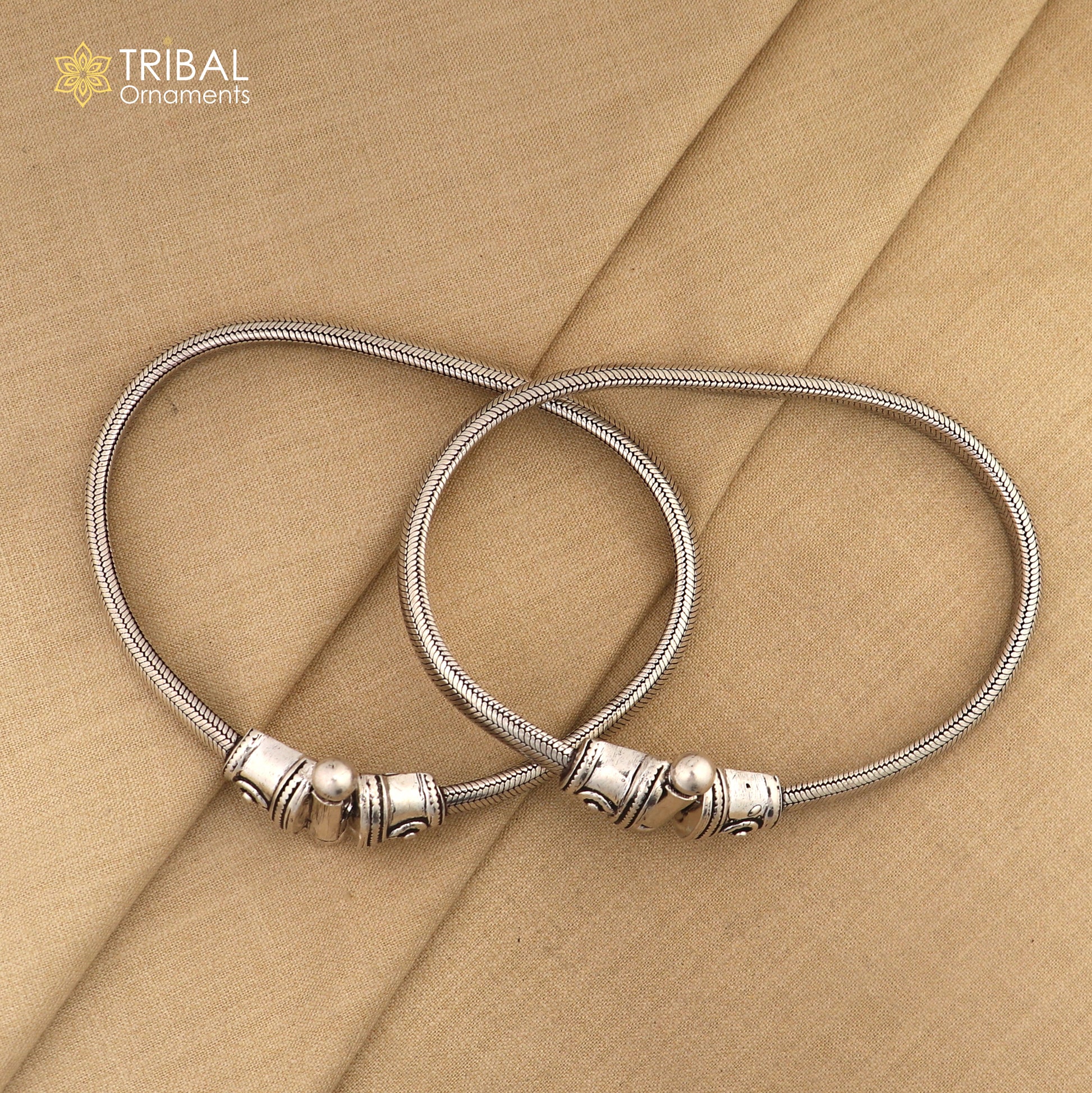 7.5mm Solid 925 sterling silver half round D shape snake anklets, foot bracelet, stylish ankle jewelry ank615 - TRIBAL ORNAMENTS