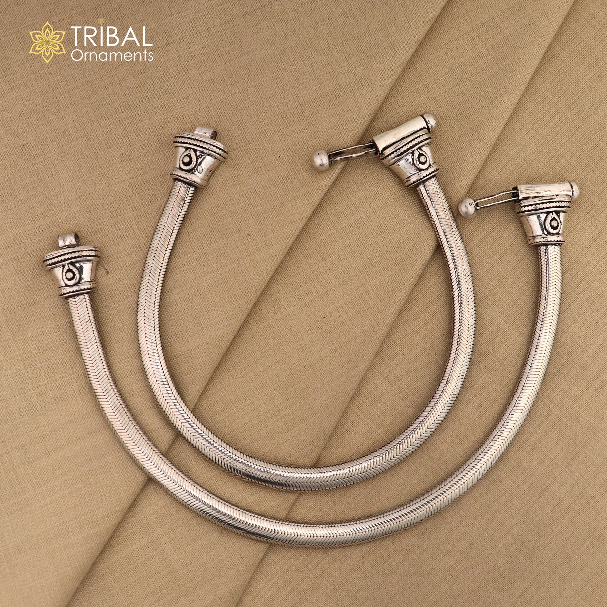 7.5mm Solid 925 sterling silver half round D shape snake anklets, foot bracelet, stylish ankle jewelry ank615 - TRIBAL ORNAMENTS