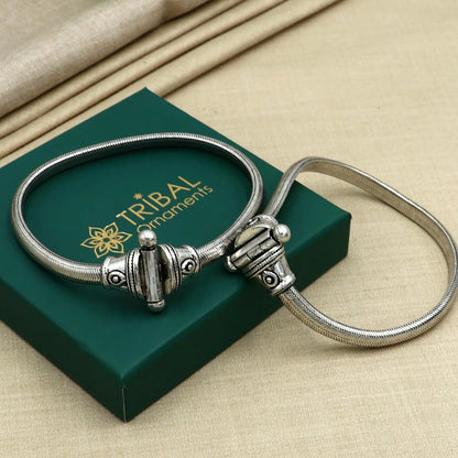 Sterling silver 7.5mm snake anklet with half-round D-shape design, stylish foot bracelet, tribal ornament jewelry