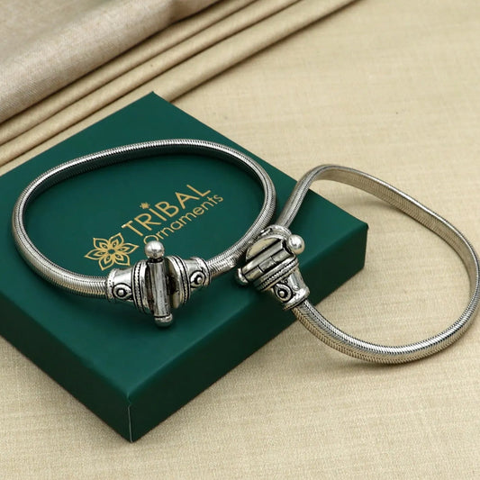 7.5mm Solid 925 sterling silver half round D shape snake anklets, foot bracelet, stylish ankle jewelry ank615 - TRIBAL ORNAMENTS