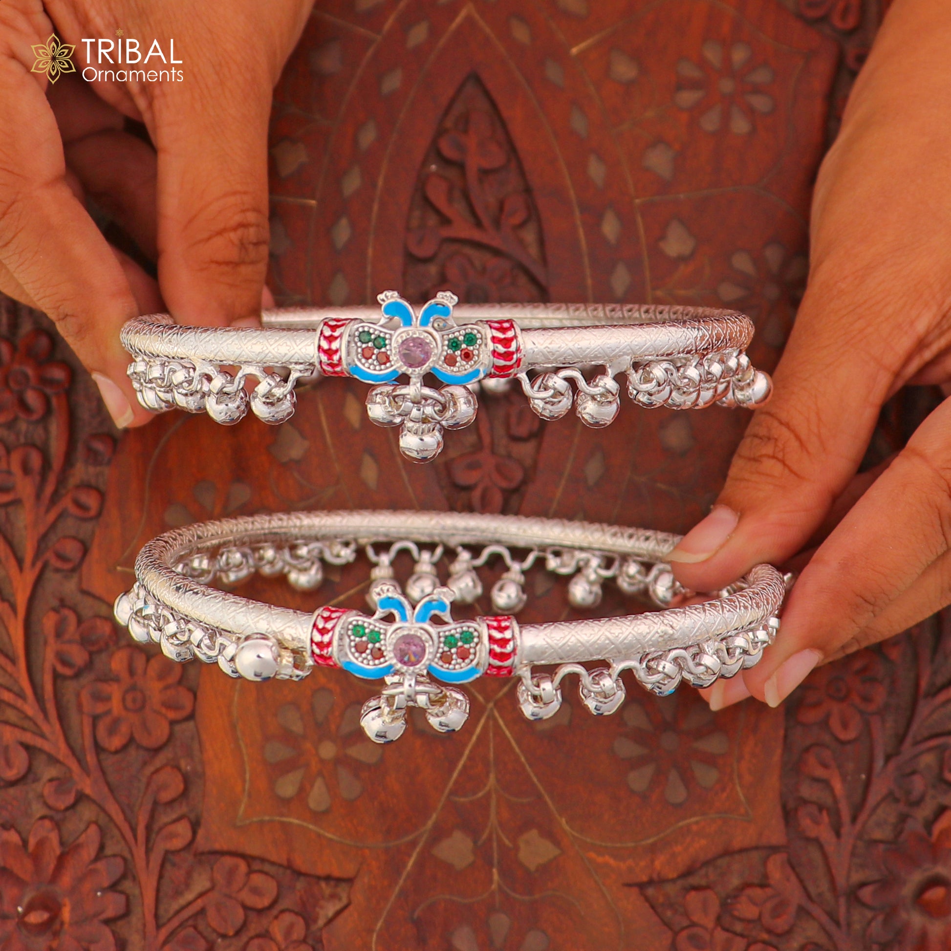 7 mm 925 sterling silver vintage design customized foot ankle bracelet with noisy bells kada jewelry nsfk154 - TRIBAL ORNAMENTS