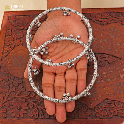 7 mm 925 sterling silver vintage ethnic design foot ankle bracelet with noisy bells kada jewelry nsfk153 - TRIBAL ORNAMENTS