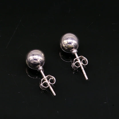 7 mm solid 925 sterling silver ball stud earring by TRIBAL ORNAMENTS, lightweight daily wear jewelry, perfect for gifting.