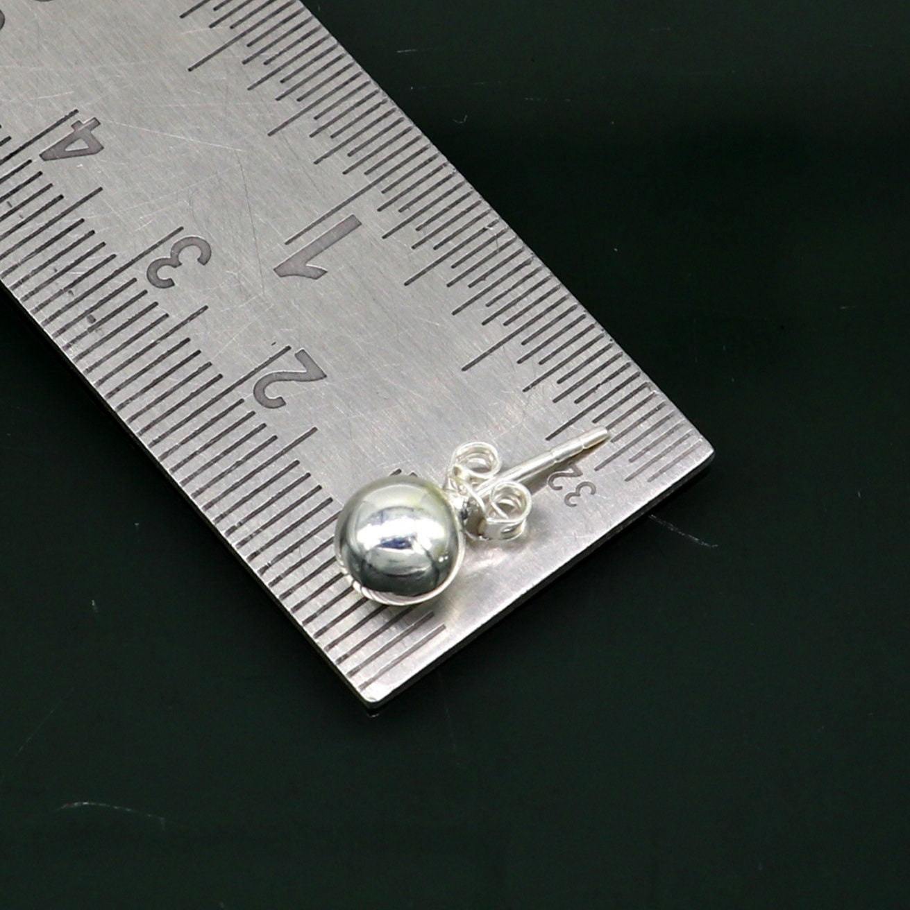 7 mm solid 925 sterling silver ball stud earring, fabulous daily use stud new fancy jewelry India, best gifting light weight stud ear662 - TRIBAL ORNAMENTS