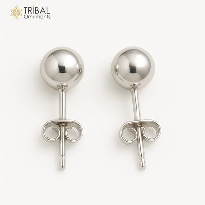 7 mm solid 925 sterling silver ball stud earring by TRIBAL ORNAMENTS, lightweight daily jewelry, perfect for gifting.