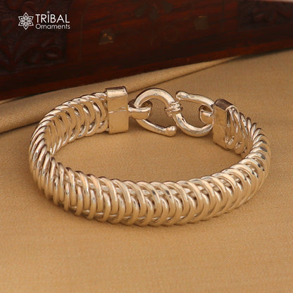 8.5-inch sterling silver curb chain bracelet for men and women, unisex jewelry design by Tribal Ornaments.
