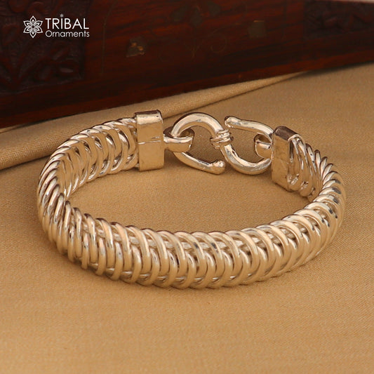 8.5" 925 sterling silver curb chain men's bracelet unisex gifting jewelry sbr782 - TRIBAL ORNAMENTS