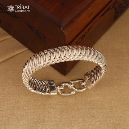 Sterling silver 8.5-inch men's and unisex curb chain bracelet by Tribal Ornaments, featuring a sleek, polished design.