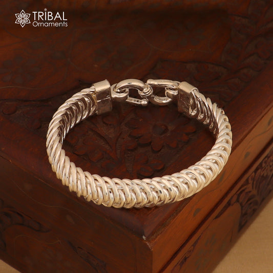 8.5" 925 sterling silver curb chain men's bracelet unisex gifting jewelry sbr782 - TRIBAL ORNAMENTS