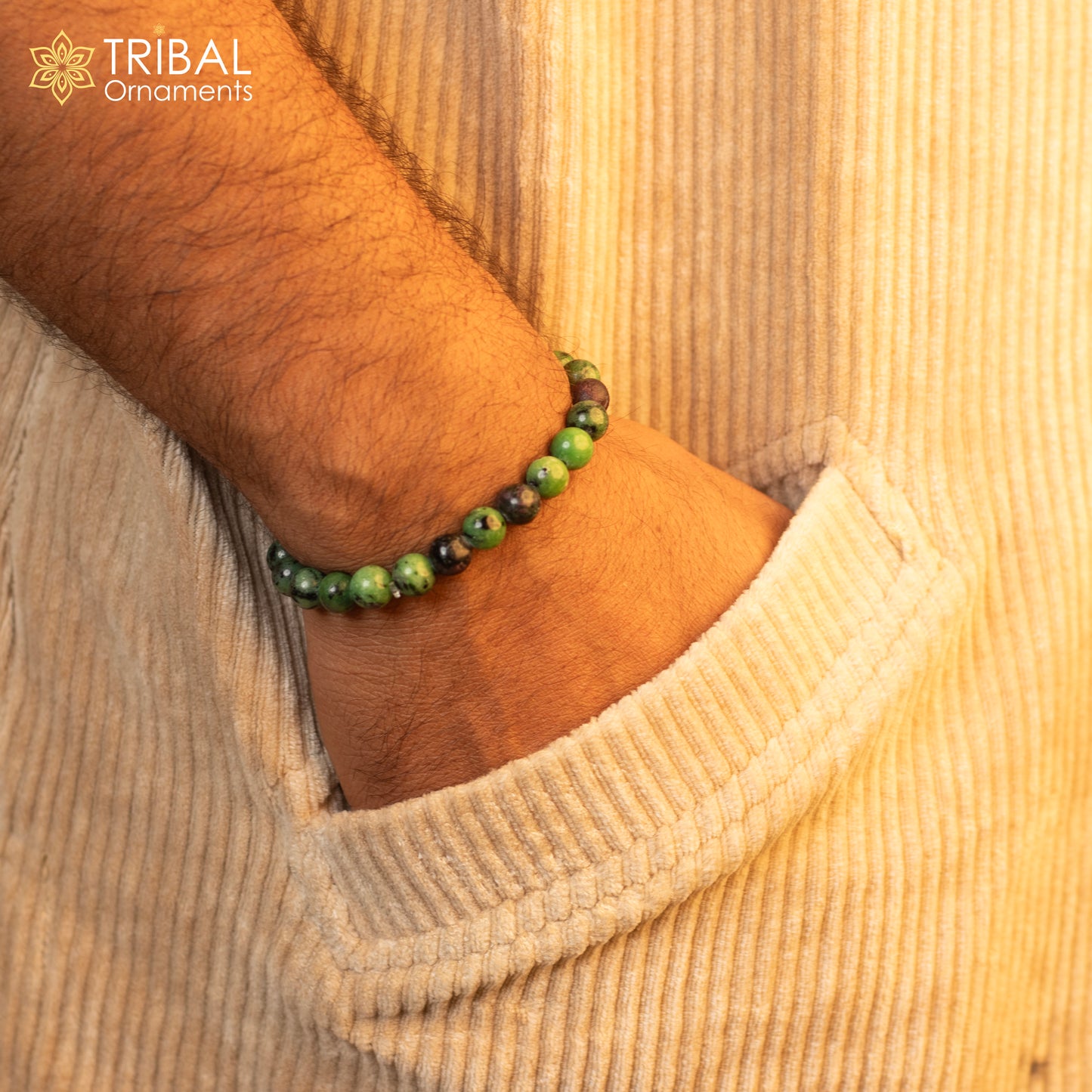 8 MM african turquoise natural stone handmade beaded bracelet, customized unisex Jewelry stnbr114 - TRIBAL ORNAMENTS