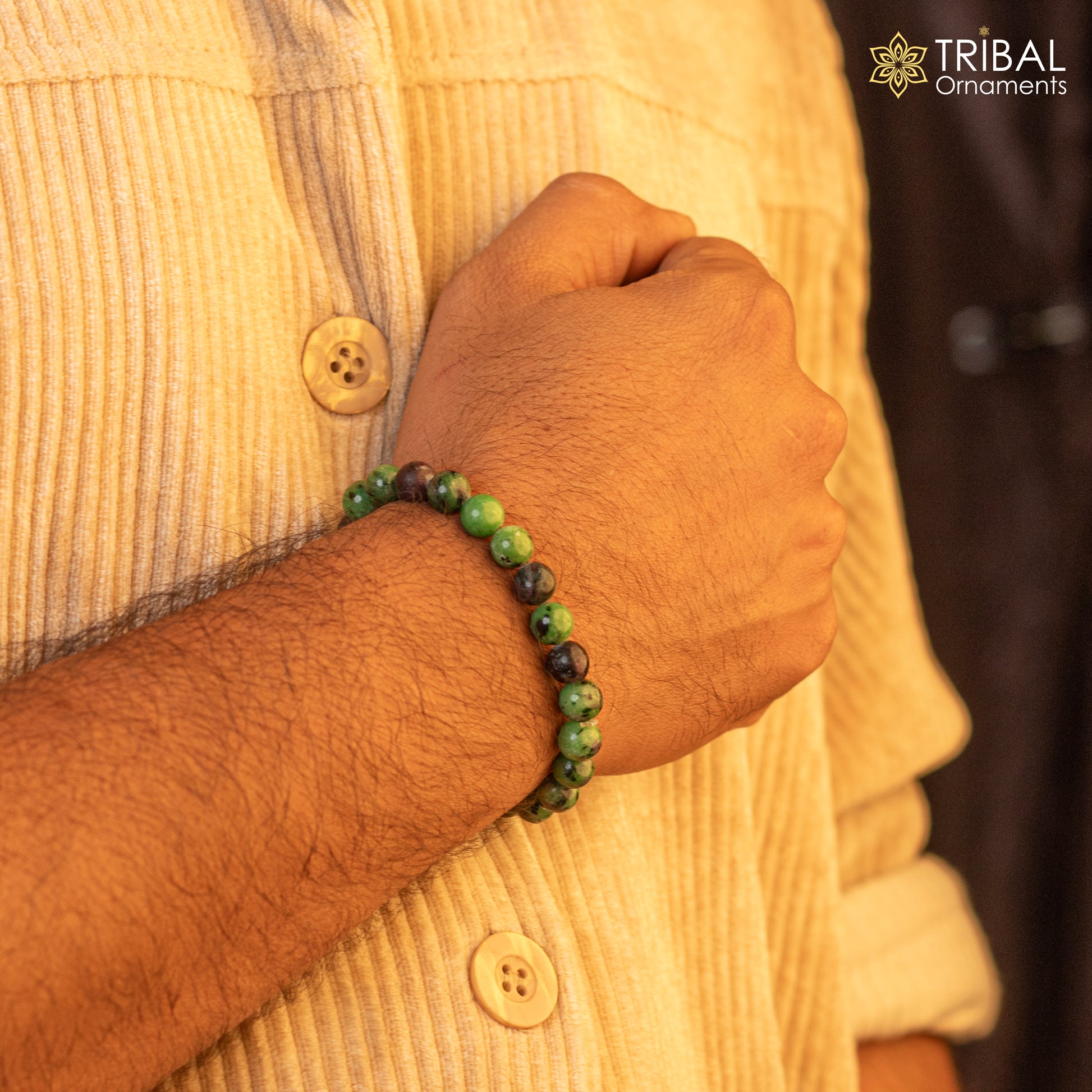 8 MM african turquoise natural stone handmade beaded bracelet, customized unisex Jewelry stnbr114 - TRIBAL ORNAMENTS