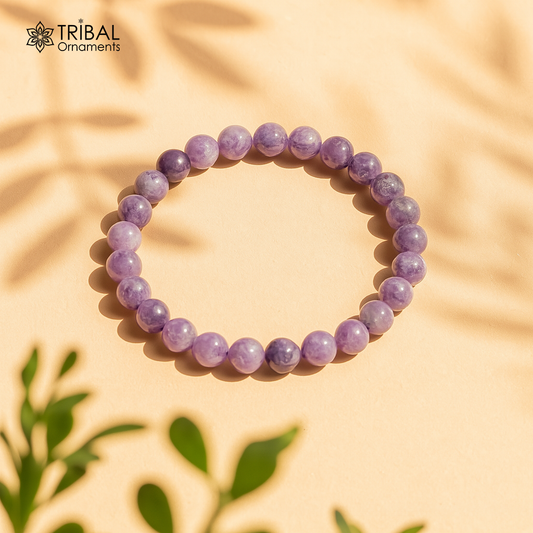8 MM amethyst natural stone beaded handmade bracelet, customized unisex Jewelry, stnbr131 - TRIBAL ORNAMENTS