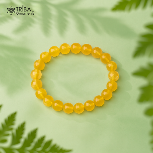 8 MM citrine natural stone beaded handmade bracelet, customized unisex Jewelry, stnbr130 - TRIBAL ORNAMENTS