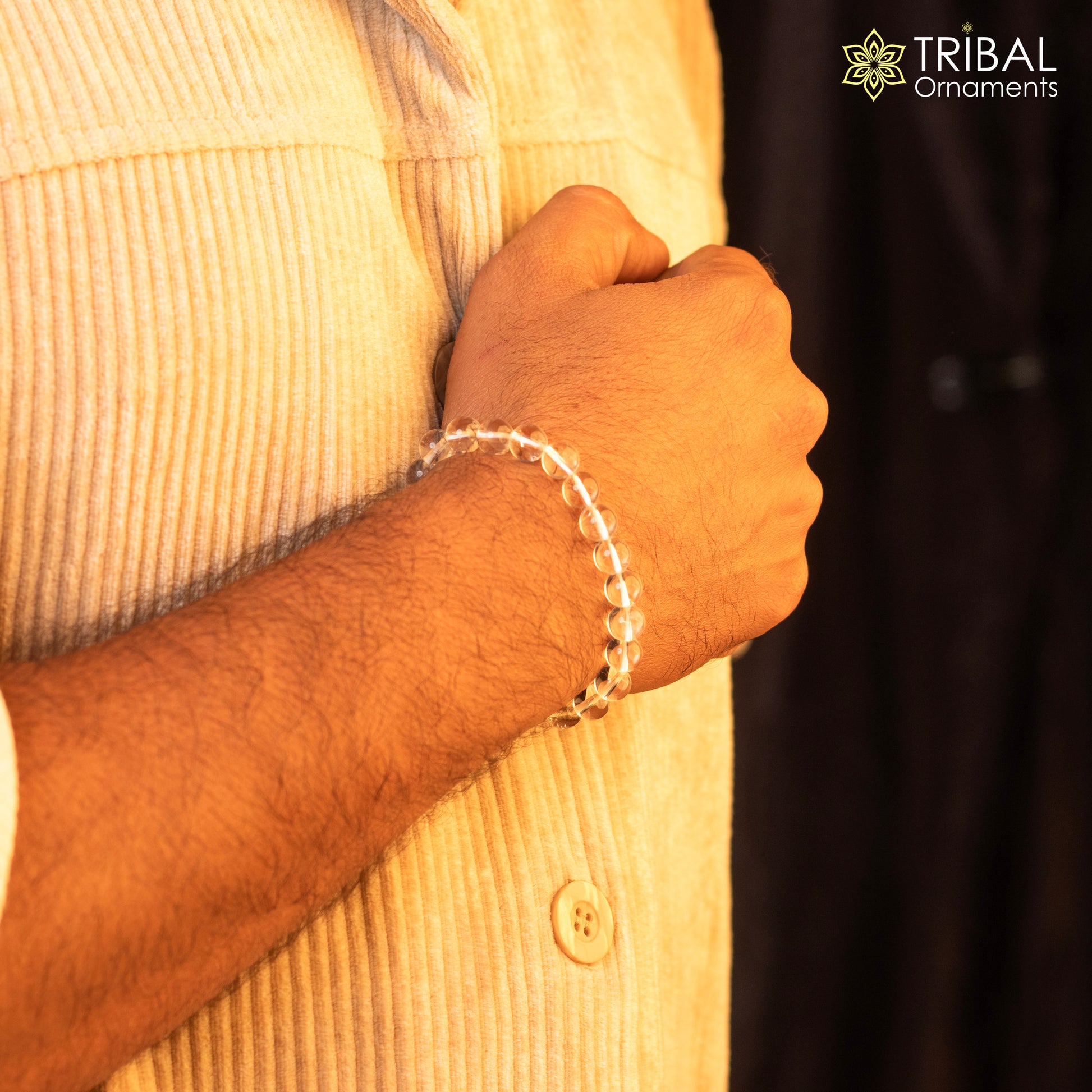 8 MM clear quartz natural crystal stone beaded handmade bracelet, customized unisex Jewelry, stnbr148 - TRIBAL ORNAMENTS