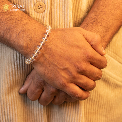 8 MM clear quartz natural crystal stone beaded handmade bracelet, customized unisex Jewelry, stnbr148 - TRIBAL ORNAMENTS
